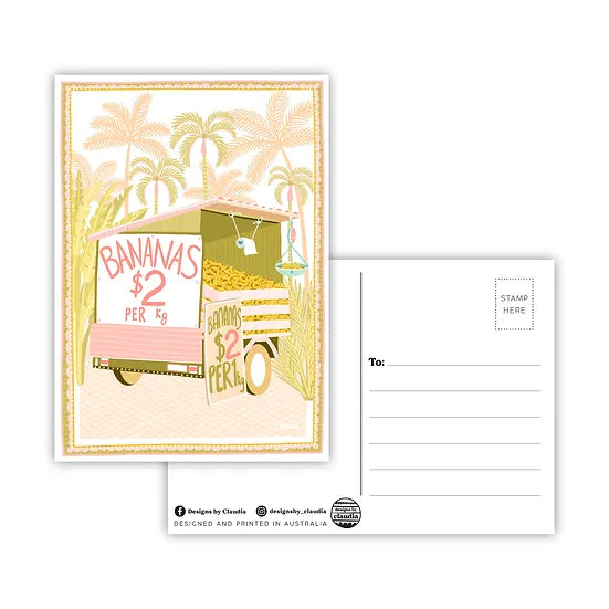 Designs by Claudia - Banana Cart Postcard
