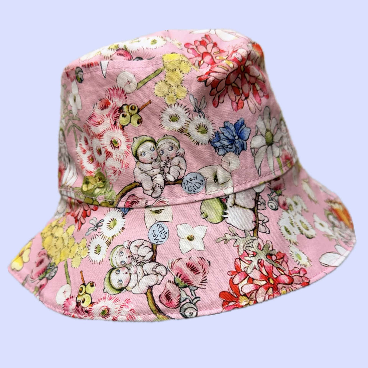 Teacups n Quilts - May Gibbs Fabric Hat - Pink Background - Kids Size XS