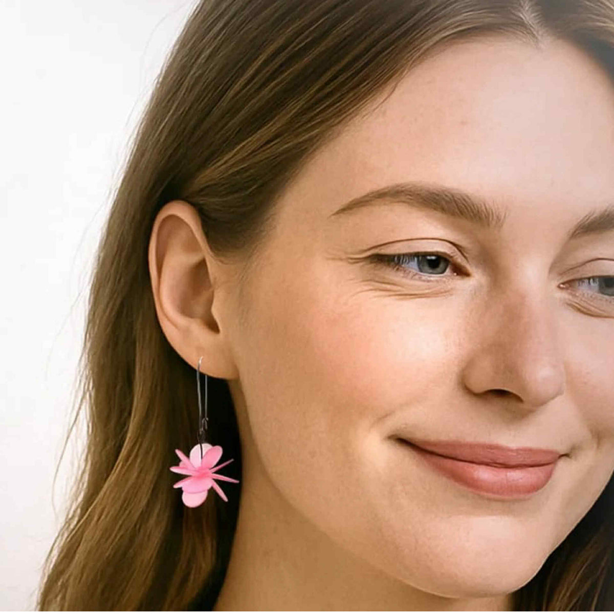 CLAIRE ISHINO- Botanical Peach Pink MATT Blossum Earrings