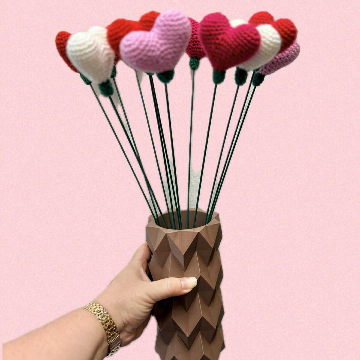 HOOKED BY JEN- Heart Flower Single - White