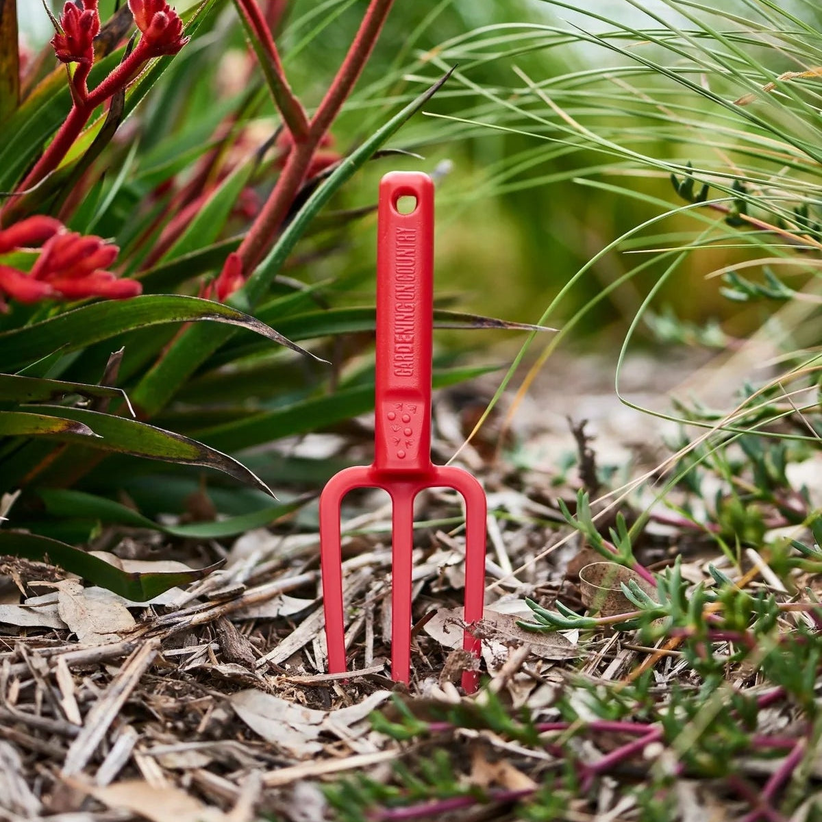 GARDENING ON COUNTRY - Chicky Kids Garden Fork Ulysses Blue — Recycled Plastic, Australian Made