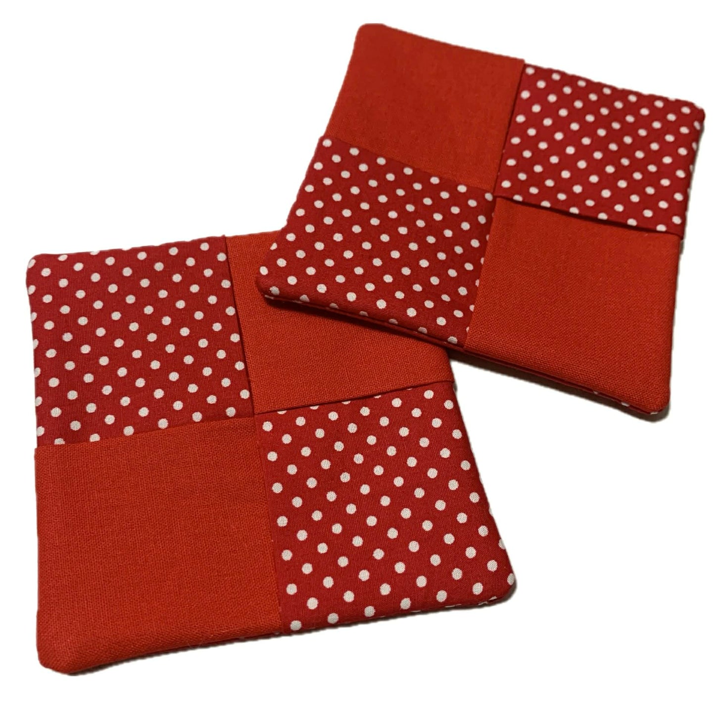 MUMMA WHOOPEE- SINGLE WINE GLASS SLIPPER/COASTERS- Bright Red & Spotty Red