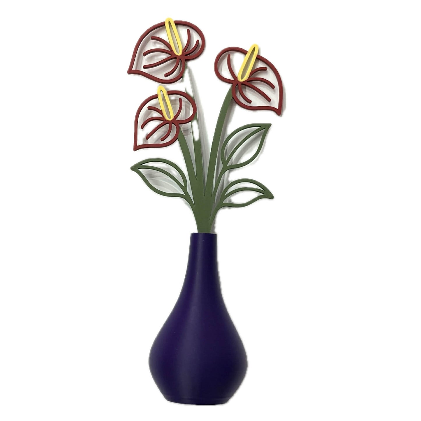 DWAYNSKI.3D - ANTHURIUM BLOOMS - MAGNETIC BUD VASE WITH PRINTED FLOWER STEM