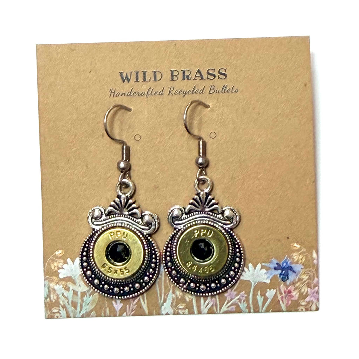 WILD BRASS- Aztec Drops- Black Swarovski Crystal