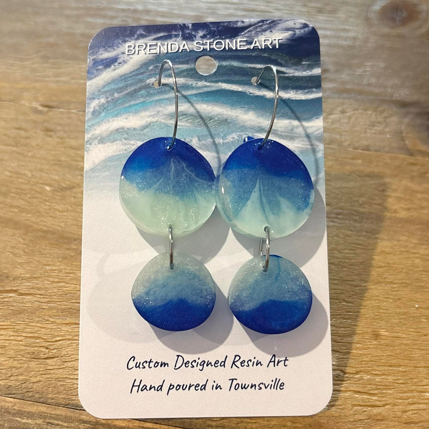 BRENDA STONE ART - Ocean Double Drop Hoop Earrings 1