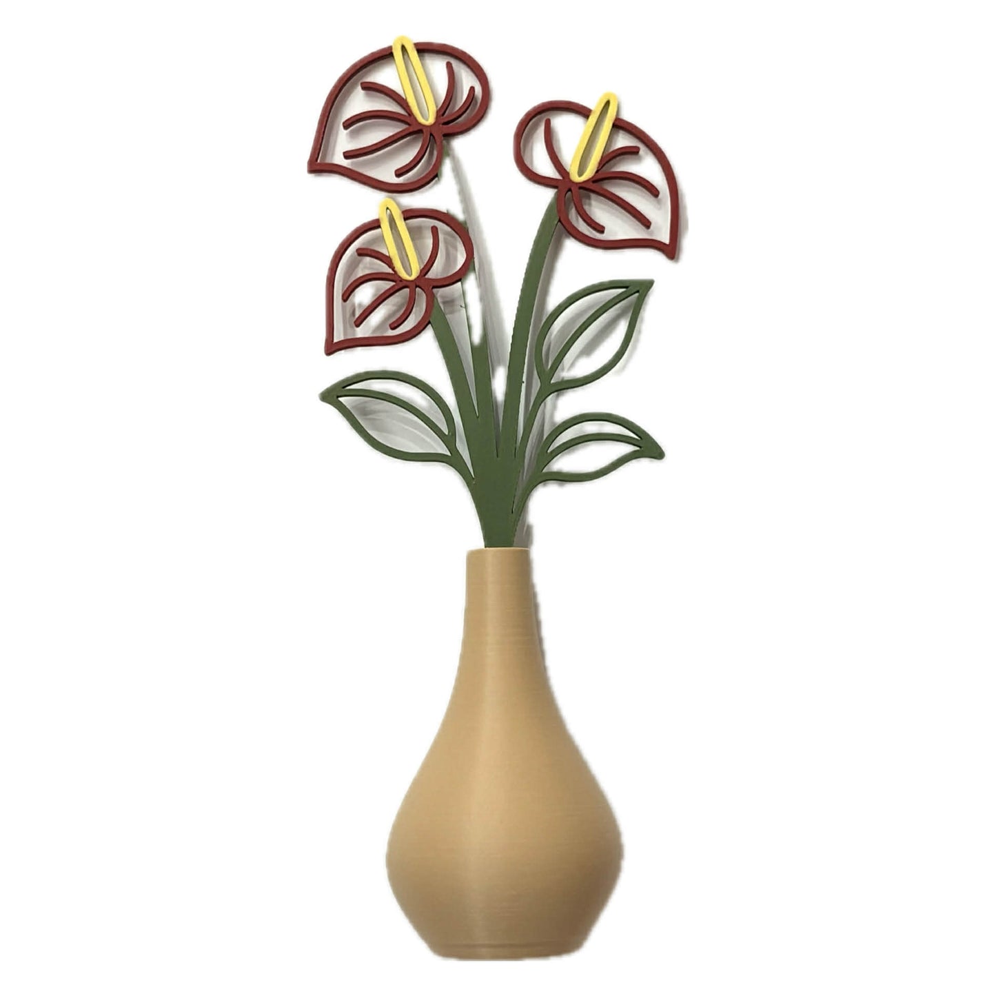 DWAYNSKI.3D - ANTHURIUM BLOOMS - MAGNETIC BUD VASE WITH PRINTED FLOWER STEM