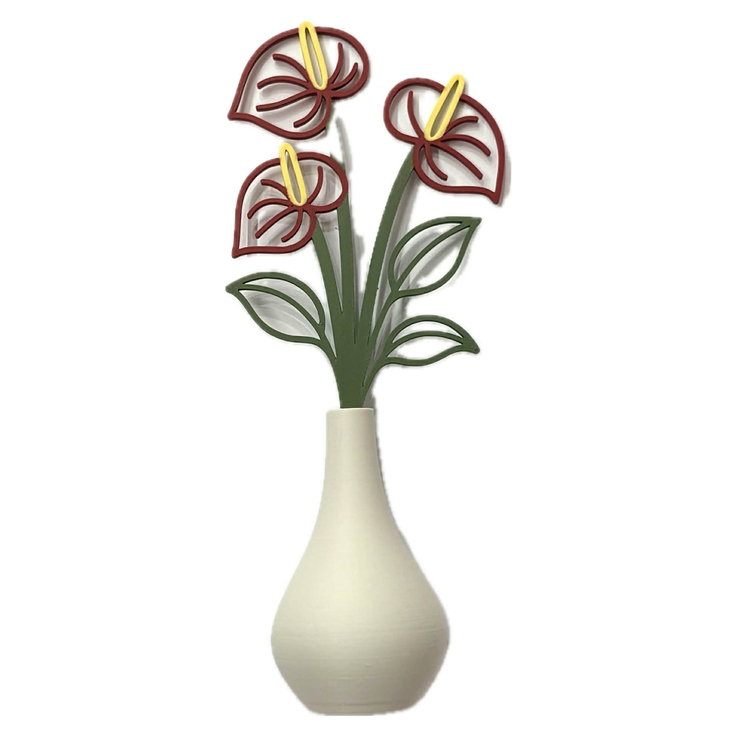 DWAYNSKI.3D - ANTHURIUM BLOOMS - MAGNETIC BUD VASE WITH PRINTED FLOWER STEM