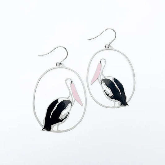 DENZ & CO- Pelican earrings in Grey/Black/Pink - DANGLE EARRINGS