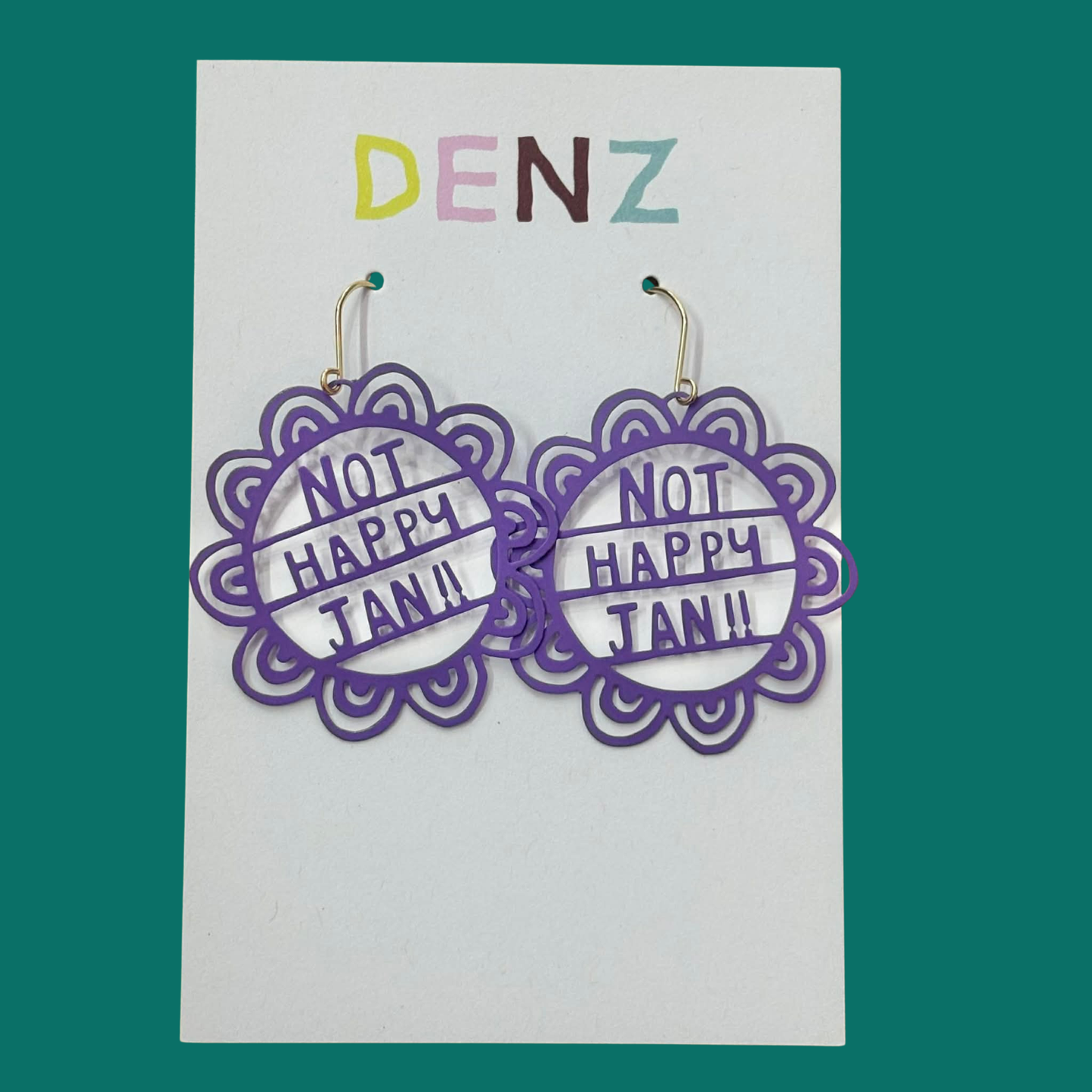 DENZ & CO - "Not Happy Jan" Earrings – Purple - DANGLE EARRINGS